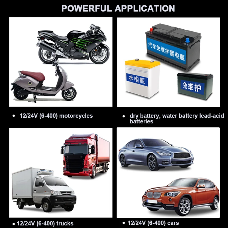 Автоматическое зарядное устройство для аккумулятора мотоцикла 240 Вт 12 В/24 В 6 400