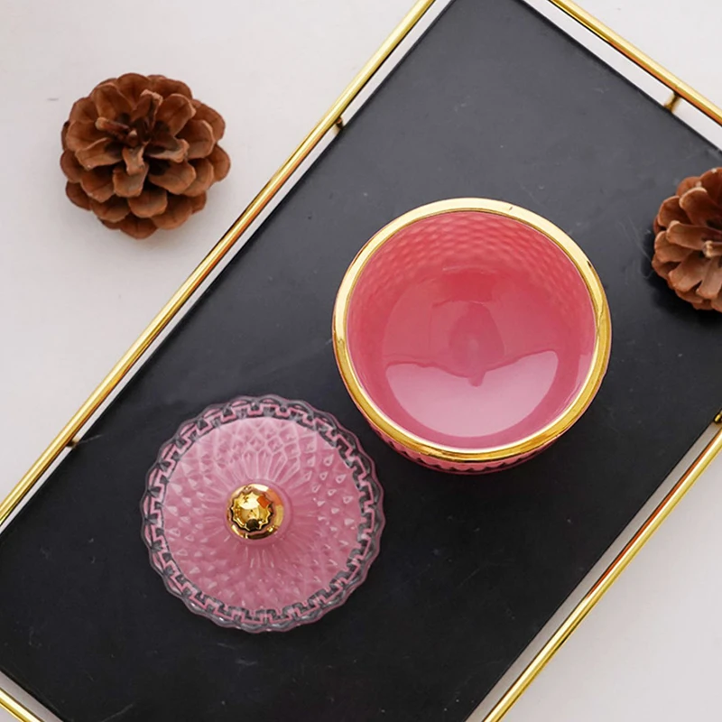 

Transparent Glass Jewelry Storage Jar Elegant Sugar Can Crystal Jar Necklace Ring Container High-end Fashion Home Organizer