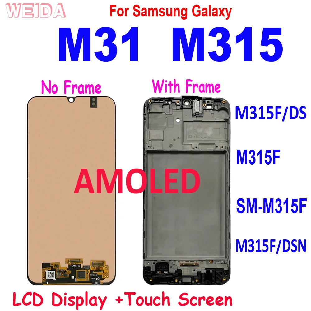 

6.4'' Super AMOLED For Samsung Galaxy M31 LCD M315 M315F M315F M315F/DSN M315F/DS LCD Display Touch Screen Digitizer Assembly