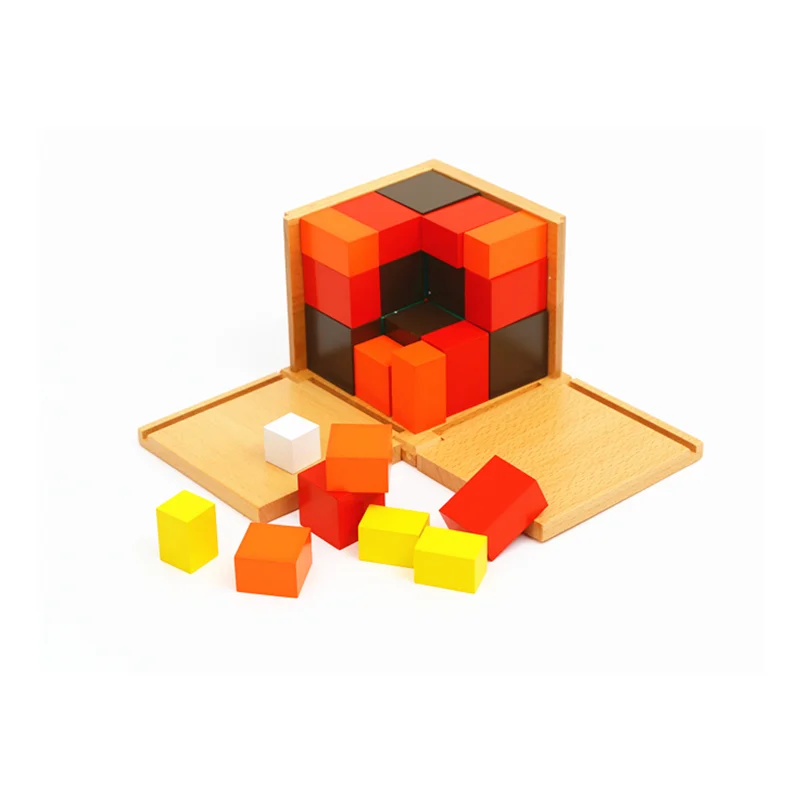 

Обучающее оборудование Монтессори для первичной деревянной арифметики, триномиальный куб, Детские Математические Игрушки для раннего обу...