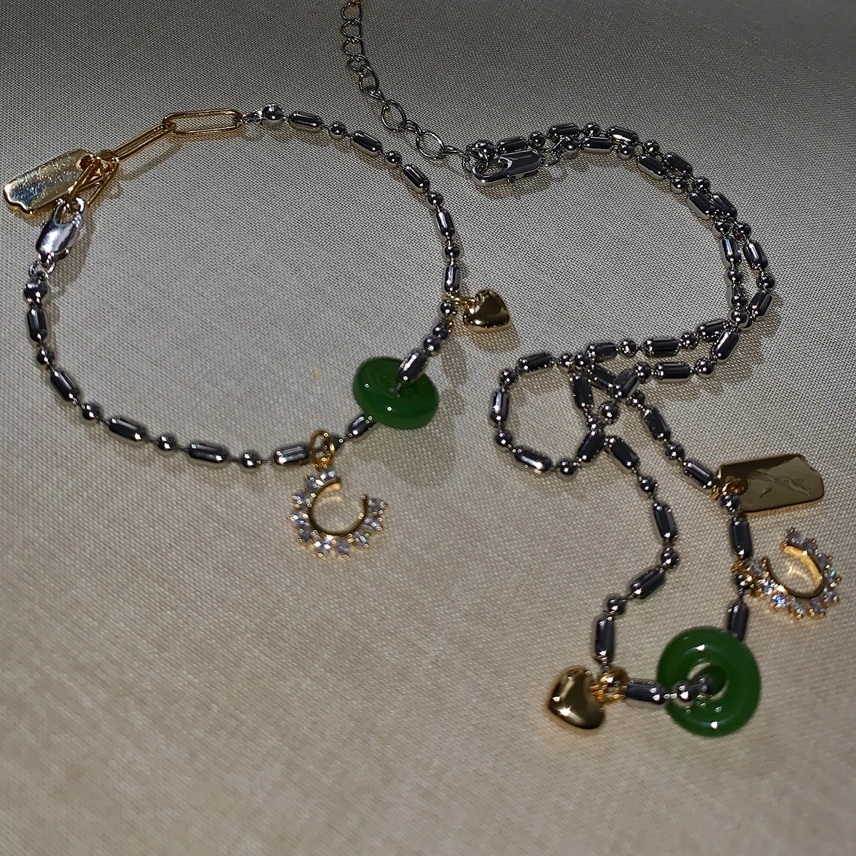 

Brass With White Gold Heart Pearl Jade Charm Necklace Women Jewelry Party Designer T Show Runway INS