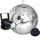 Стеклянный зеркальный диско-шар, 30 см, с мотором и лучевой лампой 5 Вт, Вращающийся Зеркальный Шар для KTV-бара, рождественской вечеринки
