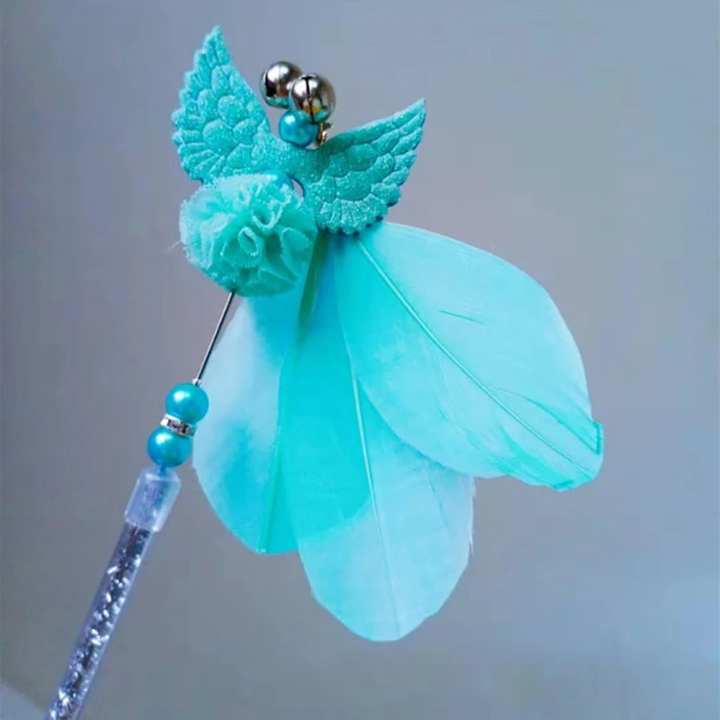 

Wing Retractable Cat Feather Teaser Cat Toy Pet Cat Bell Wand Cat Feather Teaser Kitten Teaser Toys with Mini Bell for Cats