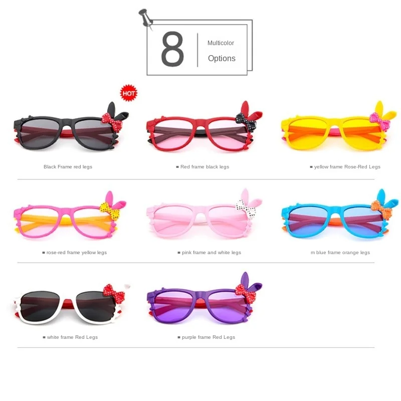 

Bunny Ears Bow Glasses Baby Sunglasses Transparent Color Film 2020 Children Sunglasses Cartoon Cute Girl Fashion Glasses Trendy