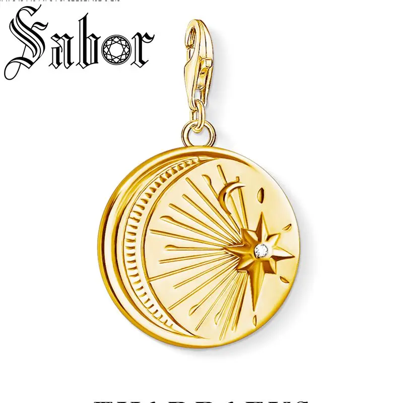 Винтажный Шарм с Луной и звездой для женщин мужчин трендовый золотой цвет