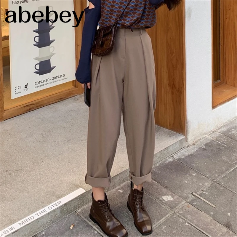 Женские свободные шаровары повседневные длинные брюки с карманами и поясом на