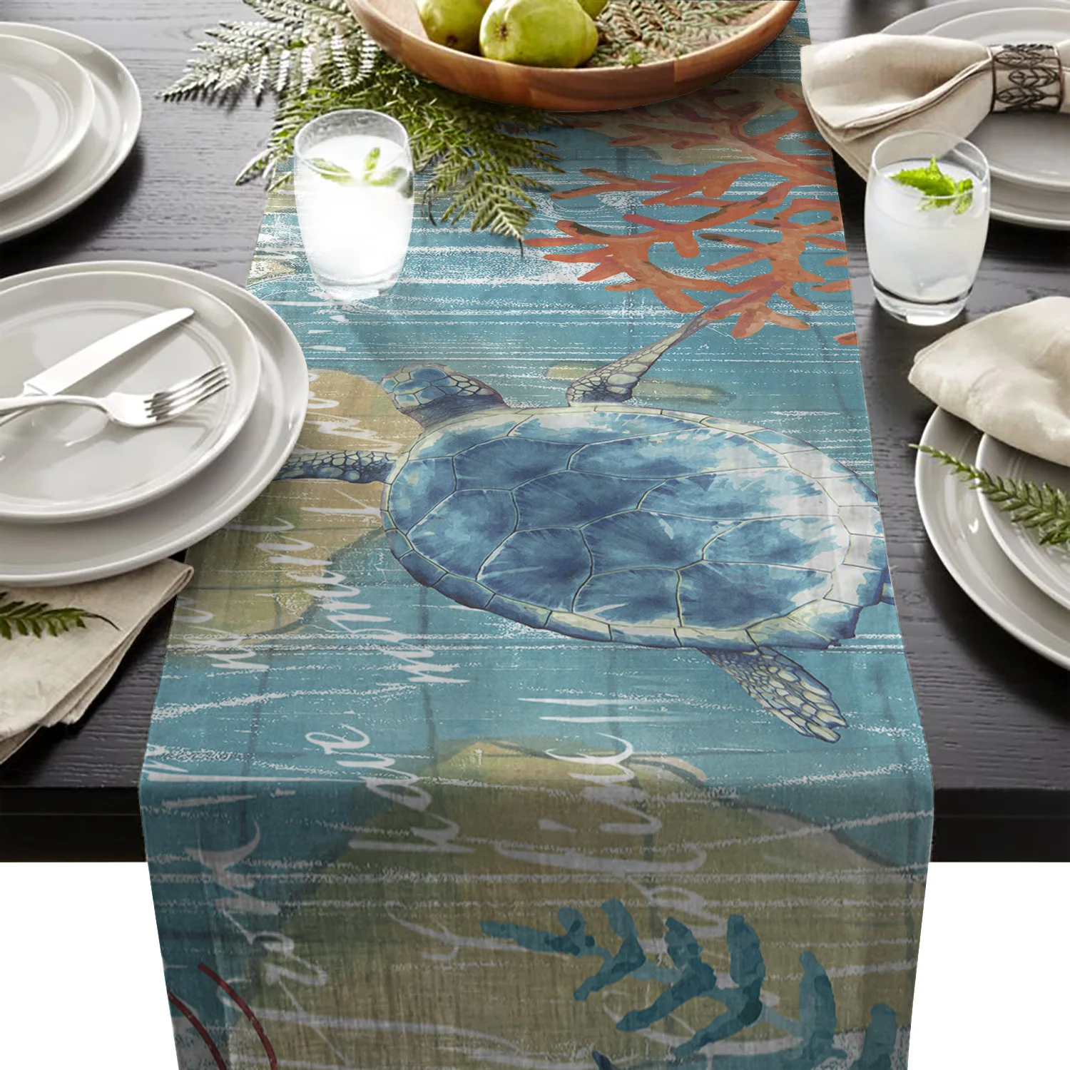 Морская тема жизнь серия черепаха настольная дорожка с флагом украшения для