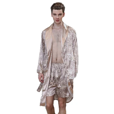 2021 Роскошные атласные шелковые халаты Мужской халат кимоно для мужчин с длинным