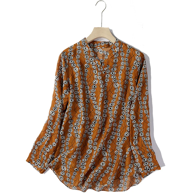 Женская Базовая Блузка из 100% натурального шелка летняя офисная рубашка с длинным