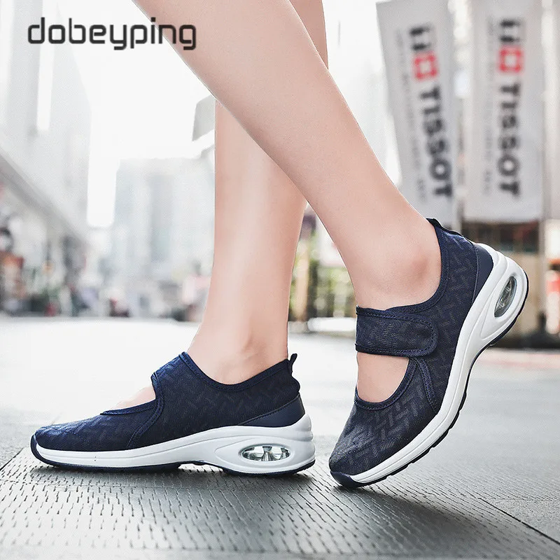 dobeyping New Spring Slip On Women's Shoes Breathable Mesh Woman Sneakers Flat Platform Mother Shoe Wedges Ladies Walking Flats