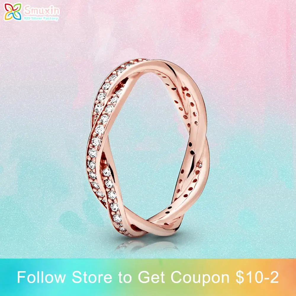 

Smuxin 925 Sterling Silver Rings Sparkling Twisted Lines Rings 925 Silver Women Rings Ngagement Ring Women Jewelry Girl Rings