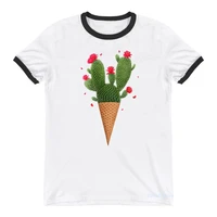 cute cactus ice cream print tshirt women red flowers t shirt femme white short sleeve t shirt female harajuku kawaii clothes
