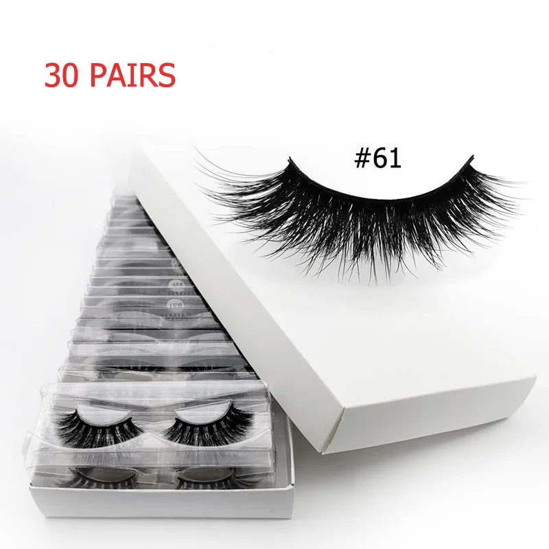 30pairs61W 30 пар ресниц Объемные ресницы оптом 3d норковые ресницы Объемные норковые ресницы натуральный макияж Накладные ресницы «maquiagem» cilios - Цвет: 30pairs61W
