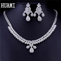 huami exaggeration christmas tree drop earrings and necklace sets fine jewelry for women 2020 fashion cubic zirconia wedding
