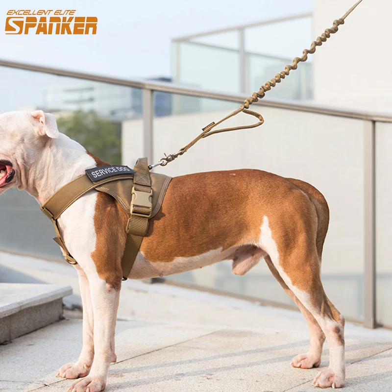 

EXCELLENT ELITE SPANKER Tactical Bungee Dog Leash Nylon Training Leash with 2 Padded Control Handles Pet Leash Elastic Leads