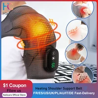 electric heating shoulder brace joint massager vibration arthritis pain relieft led smart controller adjustable support belt