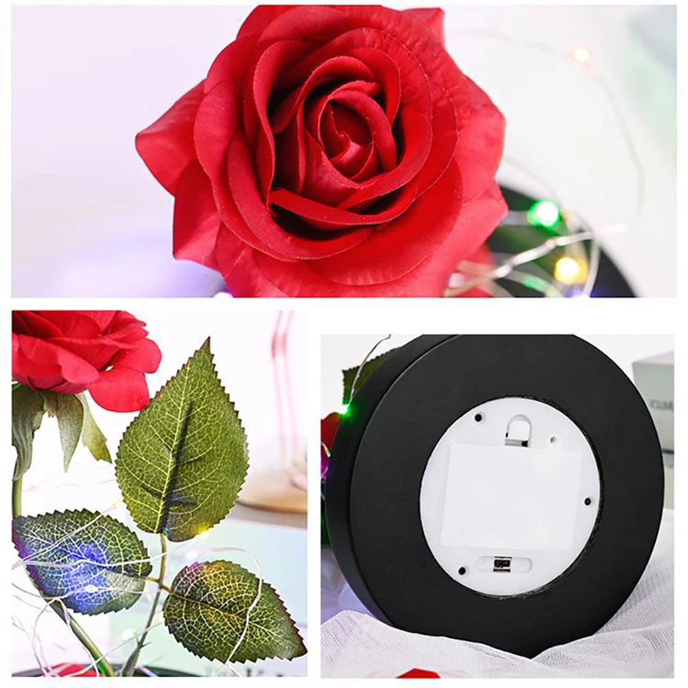 Горячая красная Роза светодиодный светильник кой в стеклянном куполе на