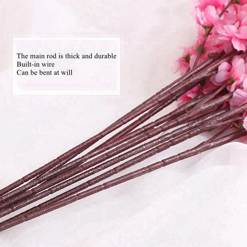 

LuanQI Artificial Flower Cherry Spring Plum Peach Blossom Branch Silk Flowers Home Wedding Decor Plastic Foldable Peach Bouquet