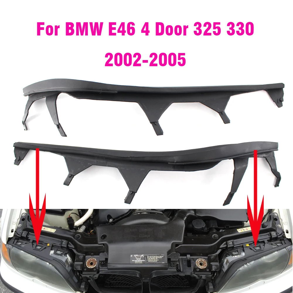 

Car Front Upper Headlight Cover Strips Trims Headlight Sealing Strip Gasket For BMW E46 325I 2002-2005 63126921859 63126921860