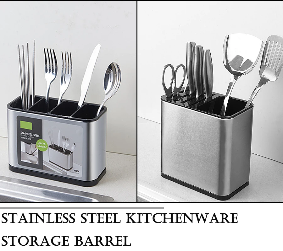 

HPDEAR Kitchenware Stainless Steel Storage Box Can Hold a Variety of Tableware, Silver, Suitable for Dining Room and Kitchen