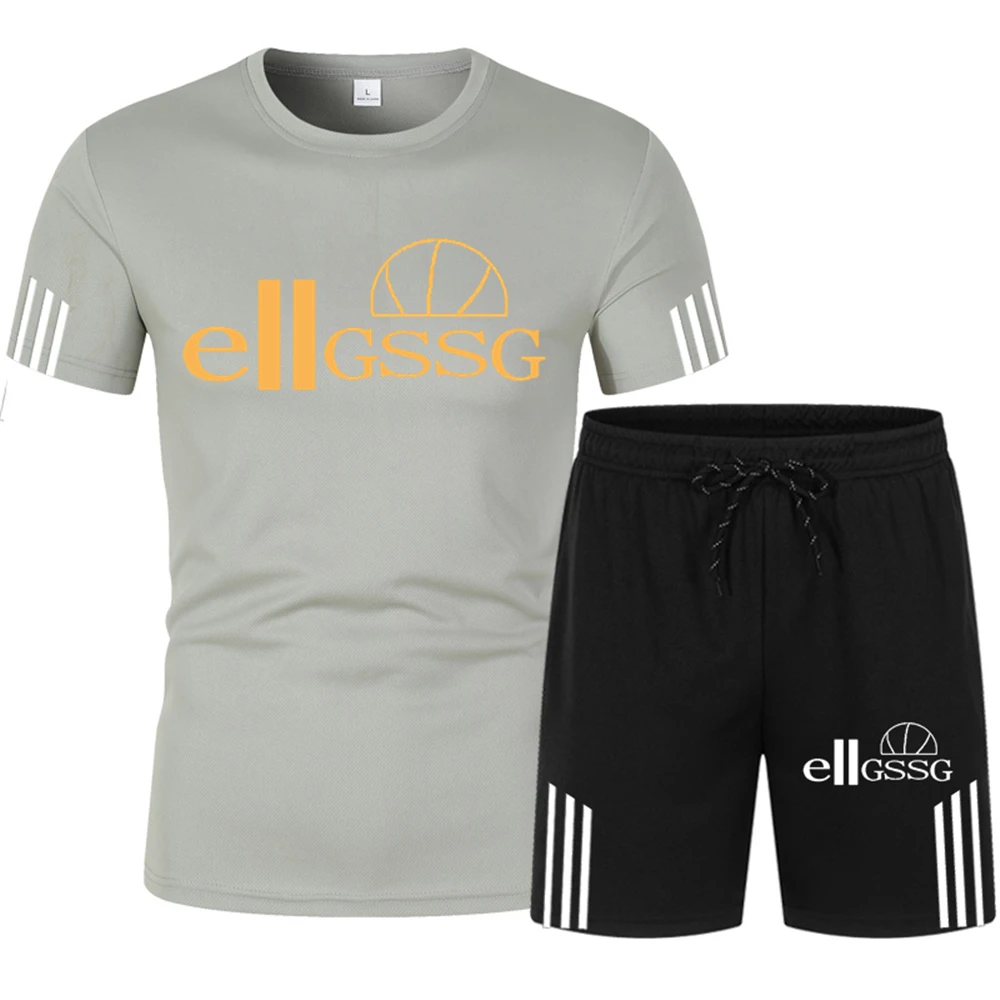 

2021 Men's T-Shirt and Shorts Set Summer 2 Sportswear + Shorts Set Beach Men's Casual Shirt Set Sportswear