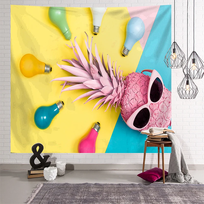 Гобелен с ананасами настенный подвесной потолочный чехол для мебели рисунком