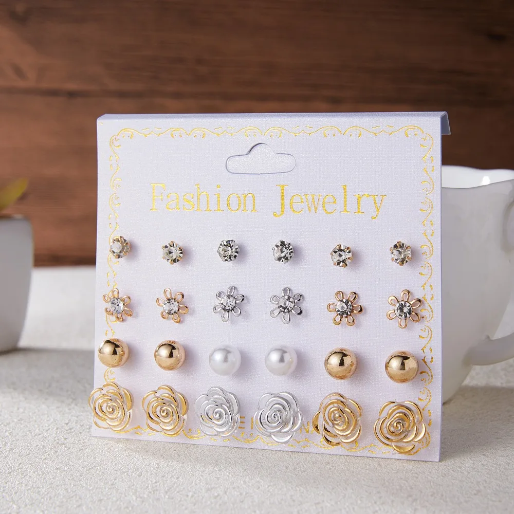 Belleper New Design Tassel Earring Sets Women Geometric Bohemian Gold Flower Long Tassel Earring Set Fashion Wedding Jewelry