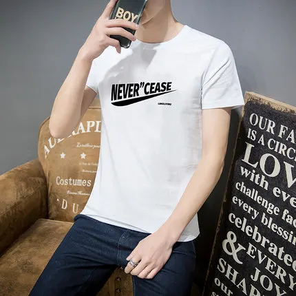 

Men's short sleeve t-shirt summer trend handsome casual half sleeve 6688