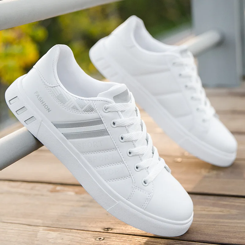 

Men Casual Shoes Fashion PU Leather Spring Autumn Flat Shoes Lace Up Breathable Male Sneakers Classic White Men Vulcanized Shoes