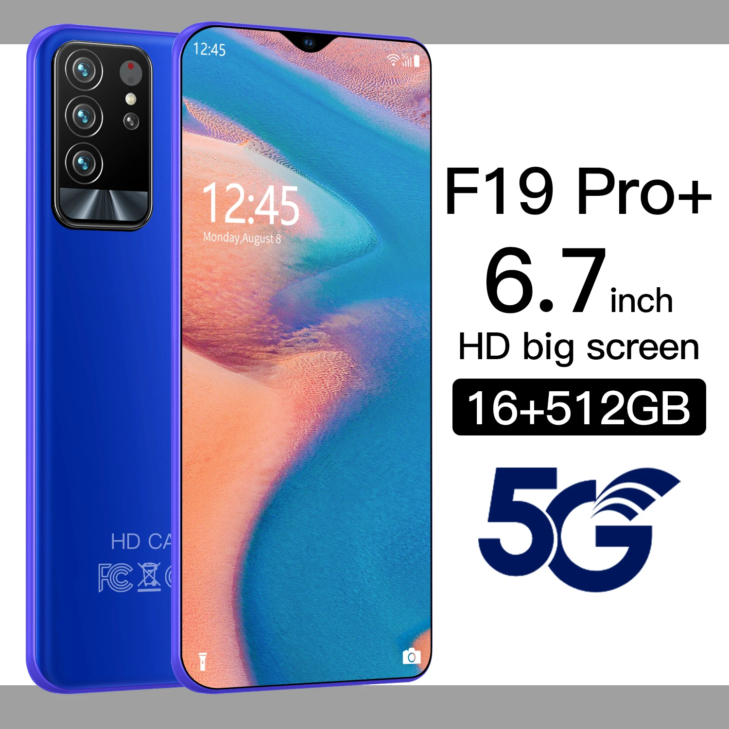 

F19 Pro+ 6.7Inch Global Hot Sale 16GB 512GB New Smartphones 24MP+48MP Android 10 6000mAh Ten Core Really 4G 5G Dual SIM Unlock