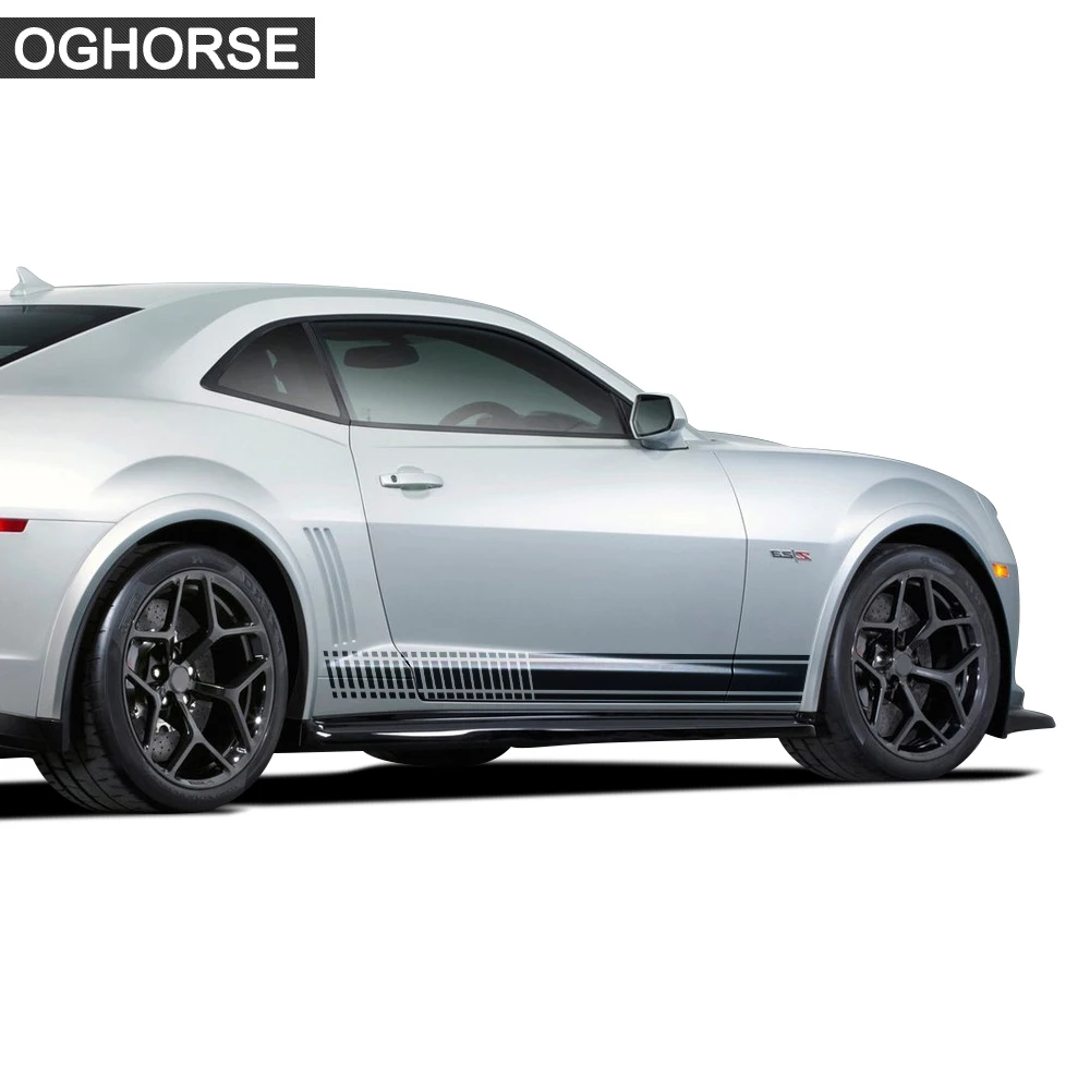 2 X гоночные полосы Автомобильная дверь боковая юбка наклейка кузова для Chevrolet Camaro