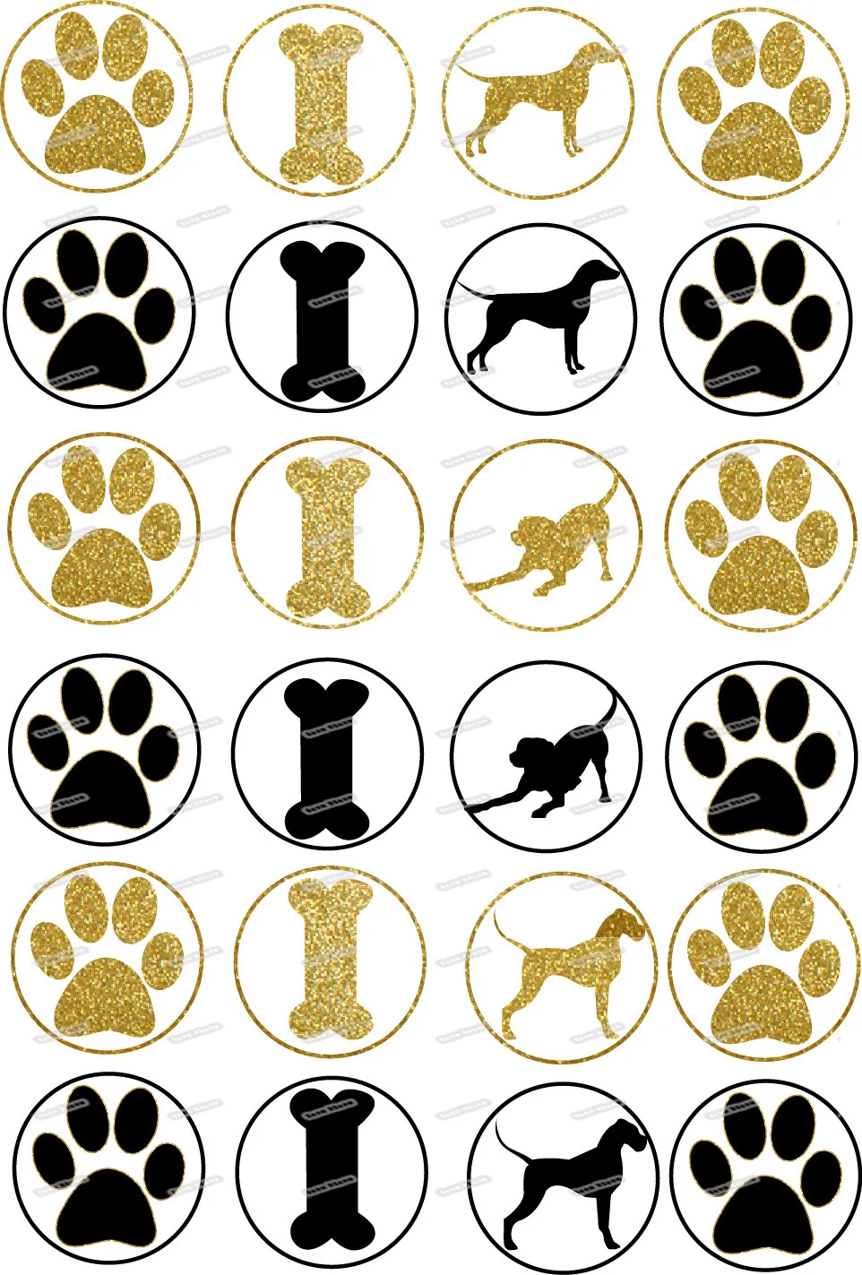 Тема 24 собаки съедобный торт Топпер Вафля рисовая бумага печенье кекс Декор