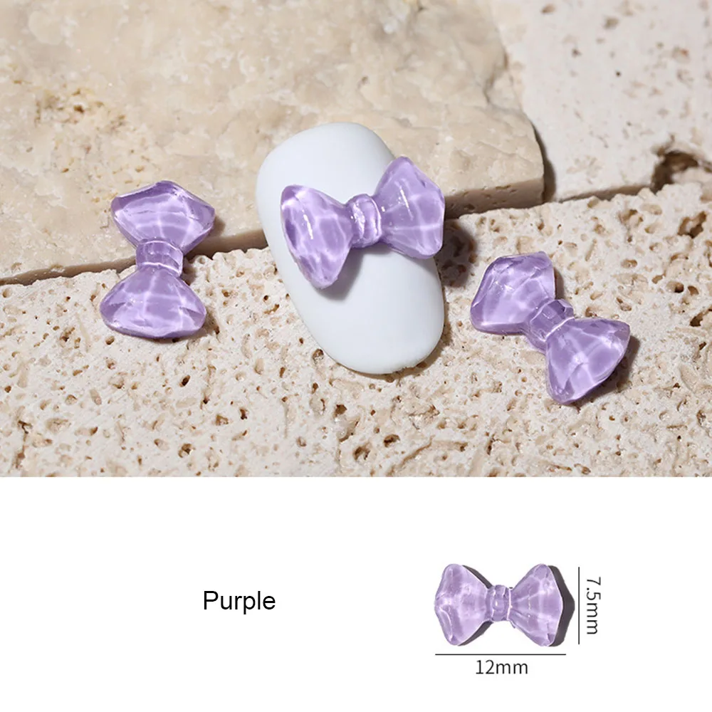 

10pcs Cute Bow 3d Nail Art Decorations For Girls Transparent Colorful Bowknots Resinnail Ornaments Diy Manicure Accessories