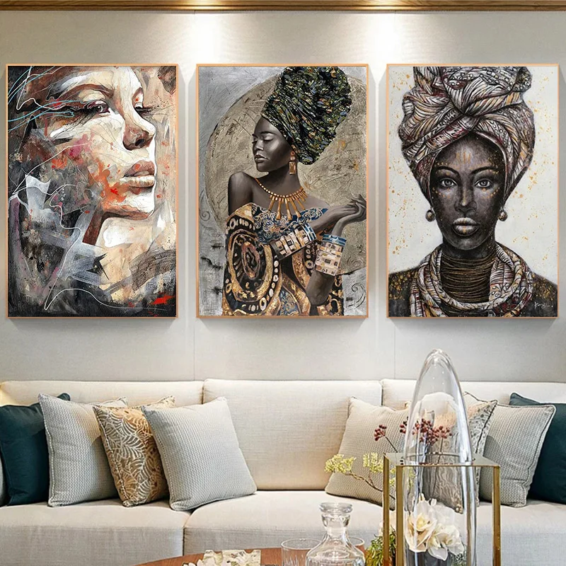 

African Black Woman Graffiti Art Posters And Prints Abstract African Girl Canvas Paintings On The Wall Art Pictures Wall Decor