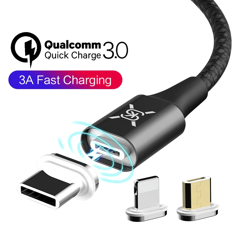 Магнитный автомобильный кабель SIKAI 1,5 м Micro usb type C для быстрой зарядки 3 в 1, Магнитный зарядный провод usb c для huawei honor 10 для xiaomi 9