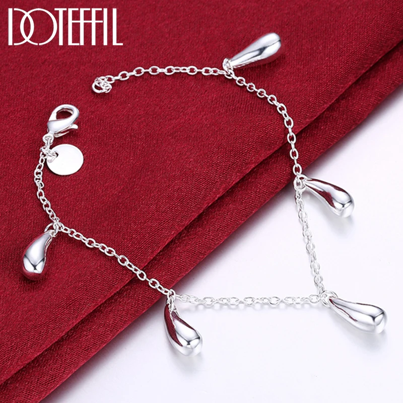 

DOTEFFIL 925 Sterling Silver Raindrops/Water drops Pendant Bracelet For Woman Charm Wedding Engagement Fashion Party Jewelry