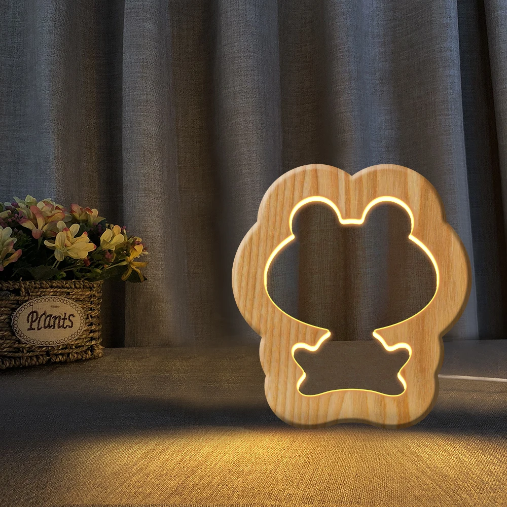 Buttlefly Elephant Snail Ghost Latest Animal Figure Wooden 3D LED Night Light Warm White Novelty Kid Bedroom New Table Lamp | Освещение