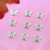 10pcs metal alloy antique silver color flying butterfly charms for jewelry making diy earrings bracelet necklace accessories