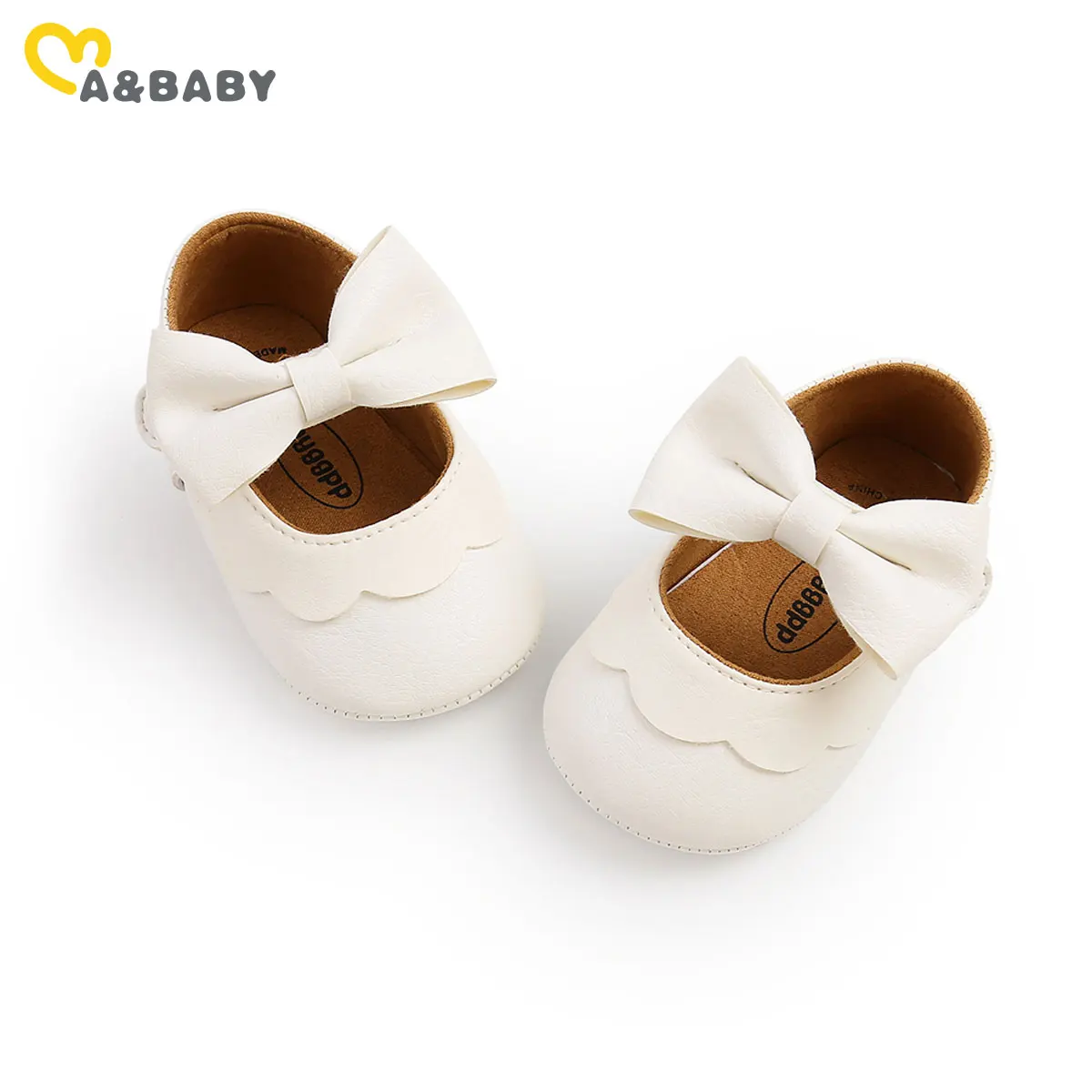

Туфли Ma & Baby для новорожденных, из искусственной кожи, с бантом, Нескользящие, 0-18 м