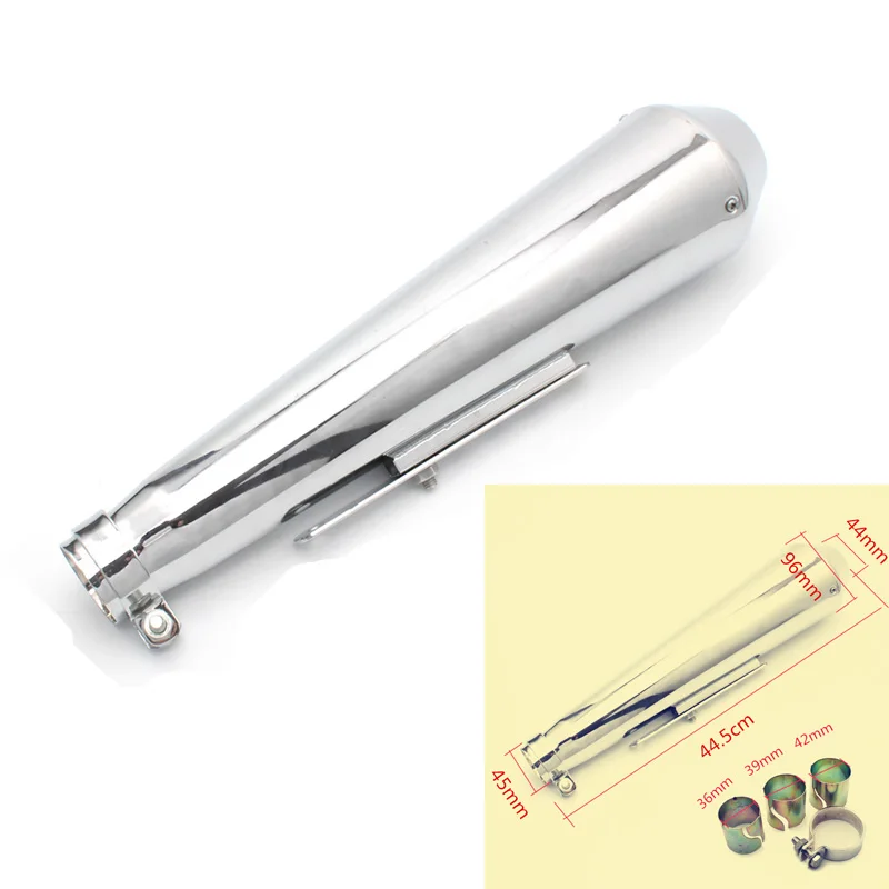 Универсальный мотоциклетный глушитель без застежек 2 цвета хромированный/черный