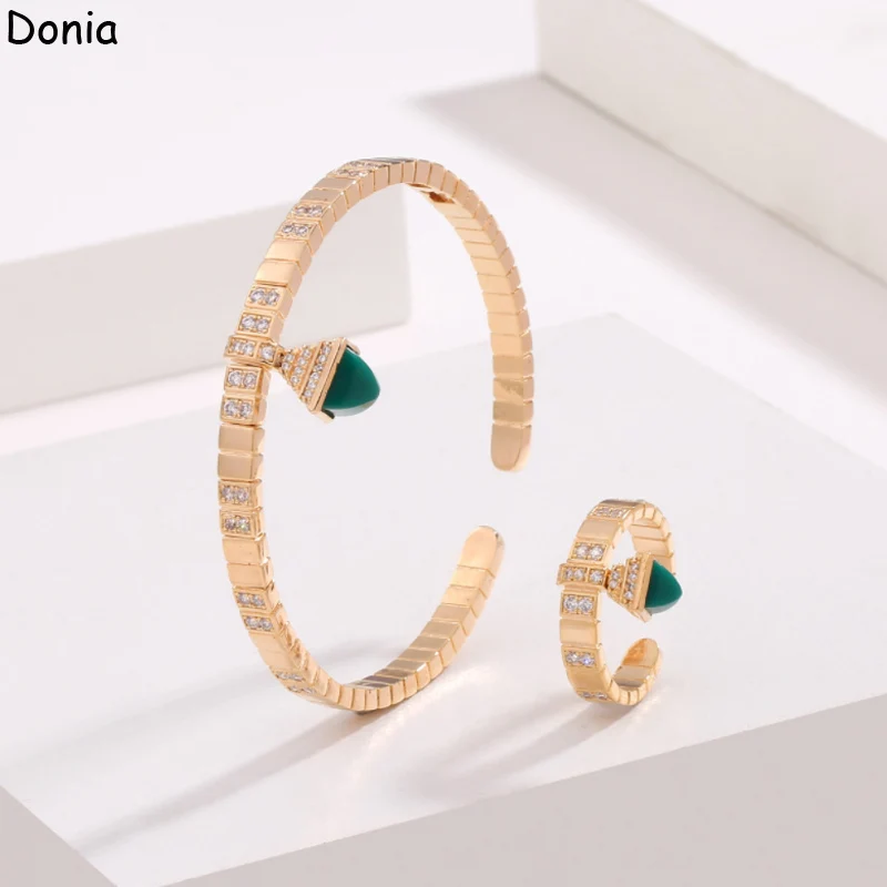 

Donia jewelry European and American fashion copper micro-inlaid AAA zircon gemstone bracelet set creative luxury open ring set