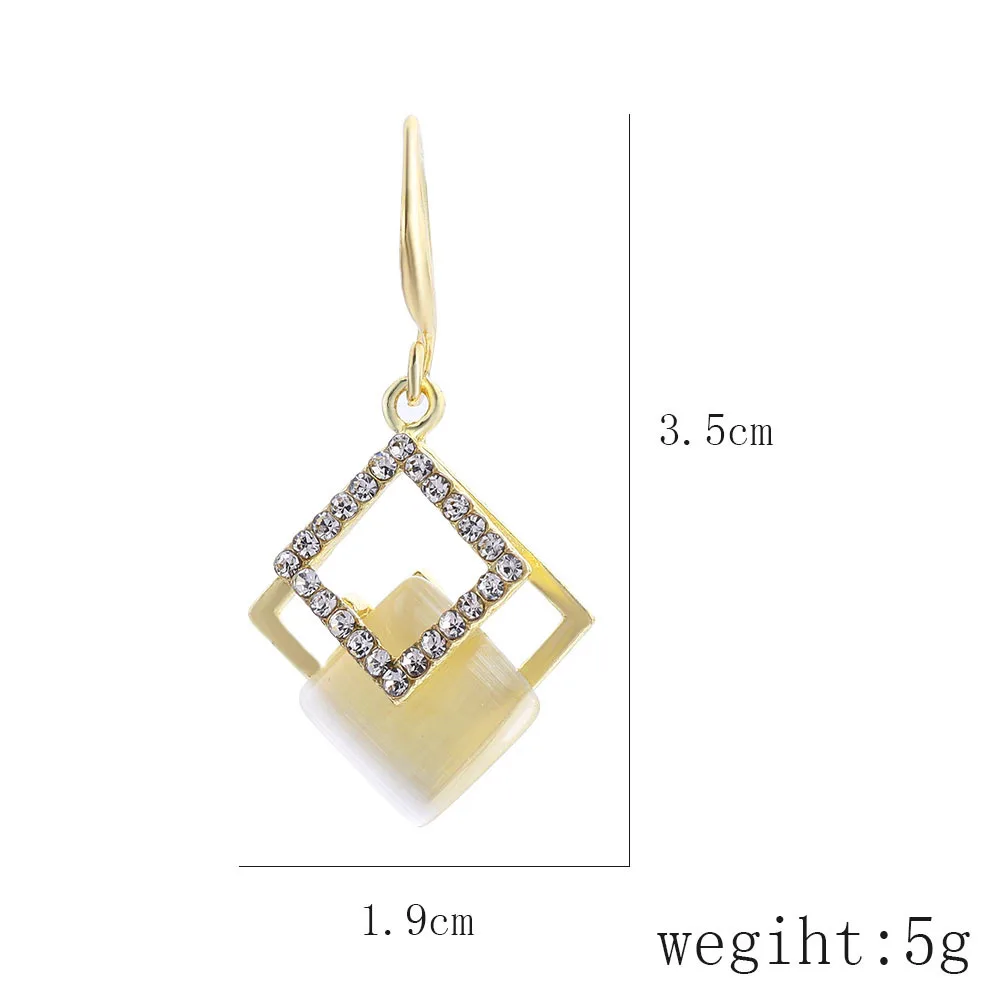 

Korean Square Full Zircon Women Dangle Earrings S925 Ear Hook Dangle Earrings Charm Temperament Simple Earrings Valentine Gift