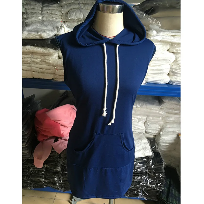 

2020 Women's Casual Gray Solid Hooded Mini Dresses Sleeveless Solid Ladies Hot Sales Fashion Vestidos De Festa for Summer