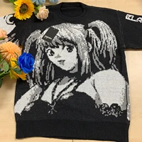 anime death note misa amane sweater cosplay costume imitates sexy leather top tube uniform long sleeved knitted sweater knitwear