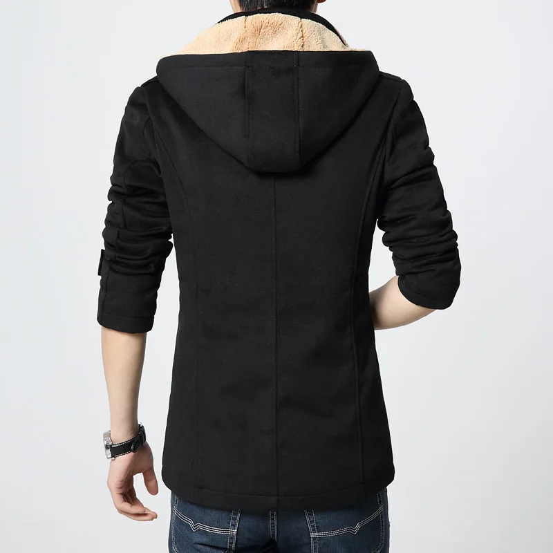 Boollili Мужское пальто размера плюс шерстяное мужская зимняя куртка с капюшоном