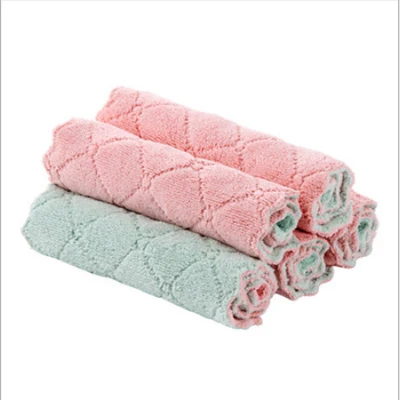 green pink 4 шт. кухонное чистящее тряпичное абсорбирующее и безворсовое масло для кухни, не требующее протирания, столовое полотенце для мытья посуды - Цвет: green pink