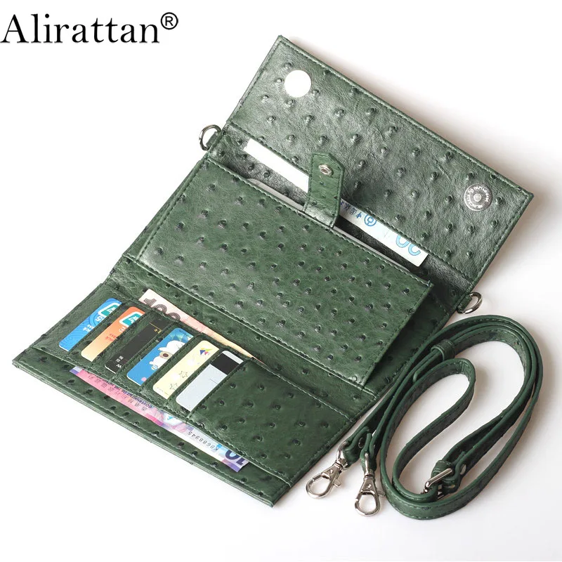 Alirattan новый кошелек для телефона женщин 2021 держатель карт страусиный удостоверения личности чехол сумка iPhone