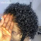 Короткий кудрявый парик Melodie для черных женщин, прозрачный парик 13x2 T с кружевом, парик с глубокой волной, предварительно выщипанные волосы Remy