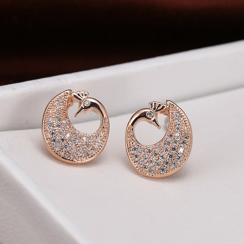 

DE217 Fashion Creative Delicacy 4A Zircon Peacock Ear Stud GIRL'S Gift Party Banquet WOMEN'S Jewelry Earrings 2021