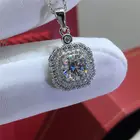Geoki 925 стерлингового серебра идеальный крой 1 Ct прошел Diamond тесты D Цвет VVS1 Муассанит; Винтажные босоножки с квадратными Pendnt ожерелье цепь